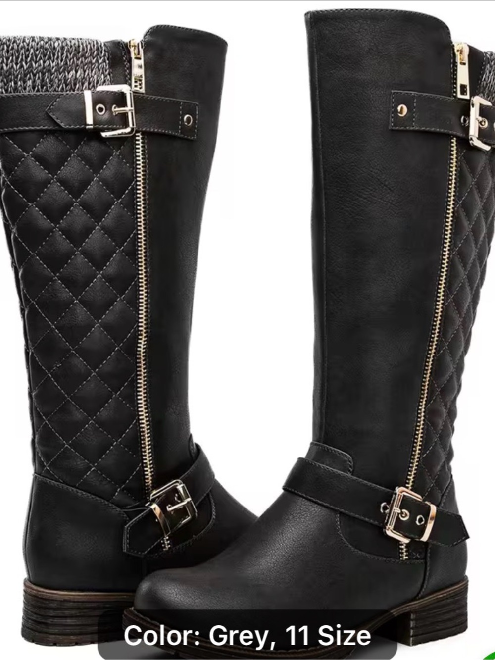 Women's Tall Quilted Riding Boots - Black